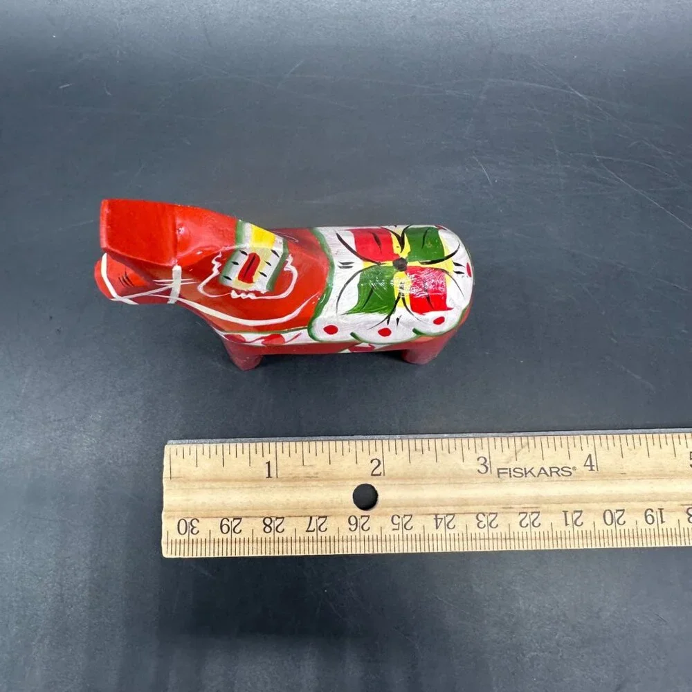 Dala Horse Swedish Hand Painted Red Wooden Folk Art Figurine Scandinavian Decor